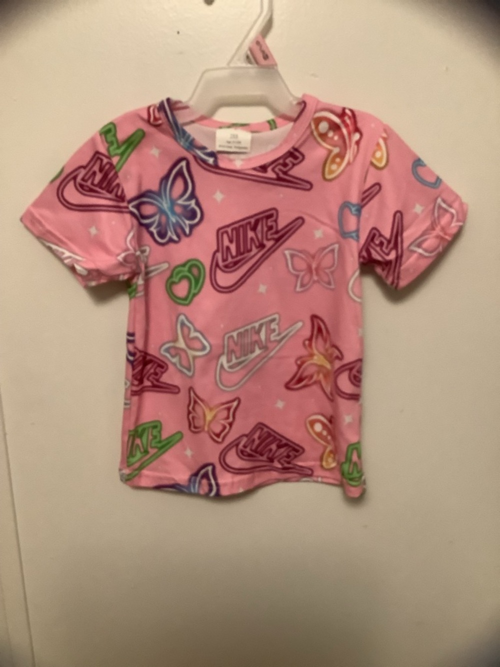 Nike Pink Butterfly Logo Short Sleeve Tee